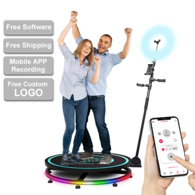  Fotocamera portatile personalizzata per macchina fotografica 360 con riempimento leggero iPad Selfie Video Accessori gratuiti Spin automatico 360 Photo Booth