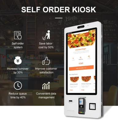 Touch capacitivo Windows OS schede menu digitali QR scanner automatico Ordinare i prezzi del chiosco interattivo self-service per la catena Re