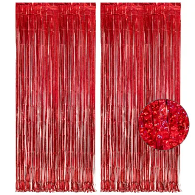  2 Pk metallizzato Tinsel foglio fringe tende Photo Booth sfondo Per il partito dell&prime;acquazzone del bambino compleanno matrimonio impegno nuziali partito dell&prime;acquazzone Decorazione Mu100327