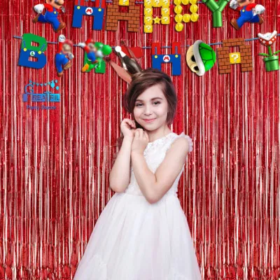 2 Pk metallizzato Tinsel foglio fringe tende Photo Booth sfondo Per il partito dell&prime;acquazzone del bambino compleanno matrimonio impegno nuziali partito dell&prime;acquazzone Decorazione Mu100327
