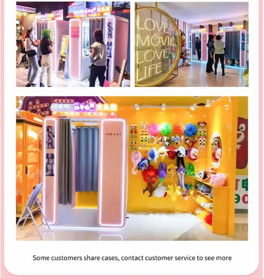 Outdoor Floor Self-Service Standing Photo Booth with Camera &amp; Printer Advertising Player