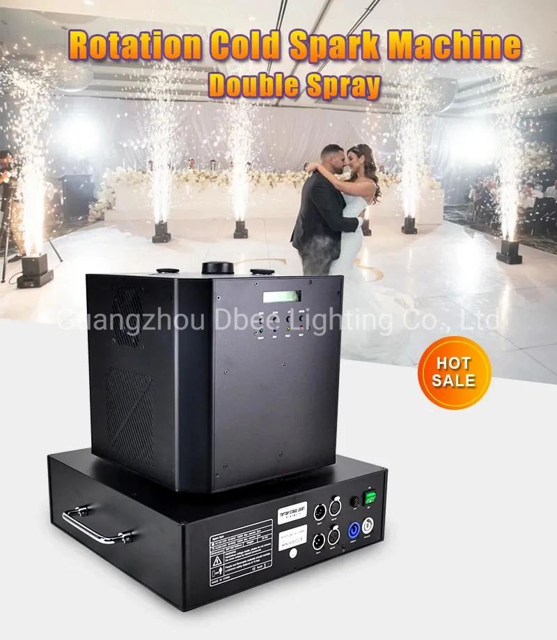 Stage DMX 512 360 Angle Dual Head Rotating Moving Head Cold Spark Machine Double Head Pyro Rotate Fire Spin Dancing Fountain White Stage Light