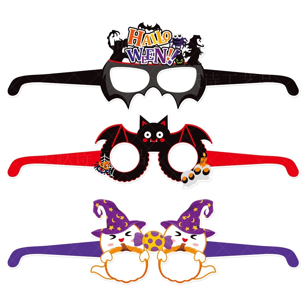 6 PCS Set Halloween Photo Booth Props Supplies Paper Eyeglasses Party Supplies