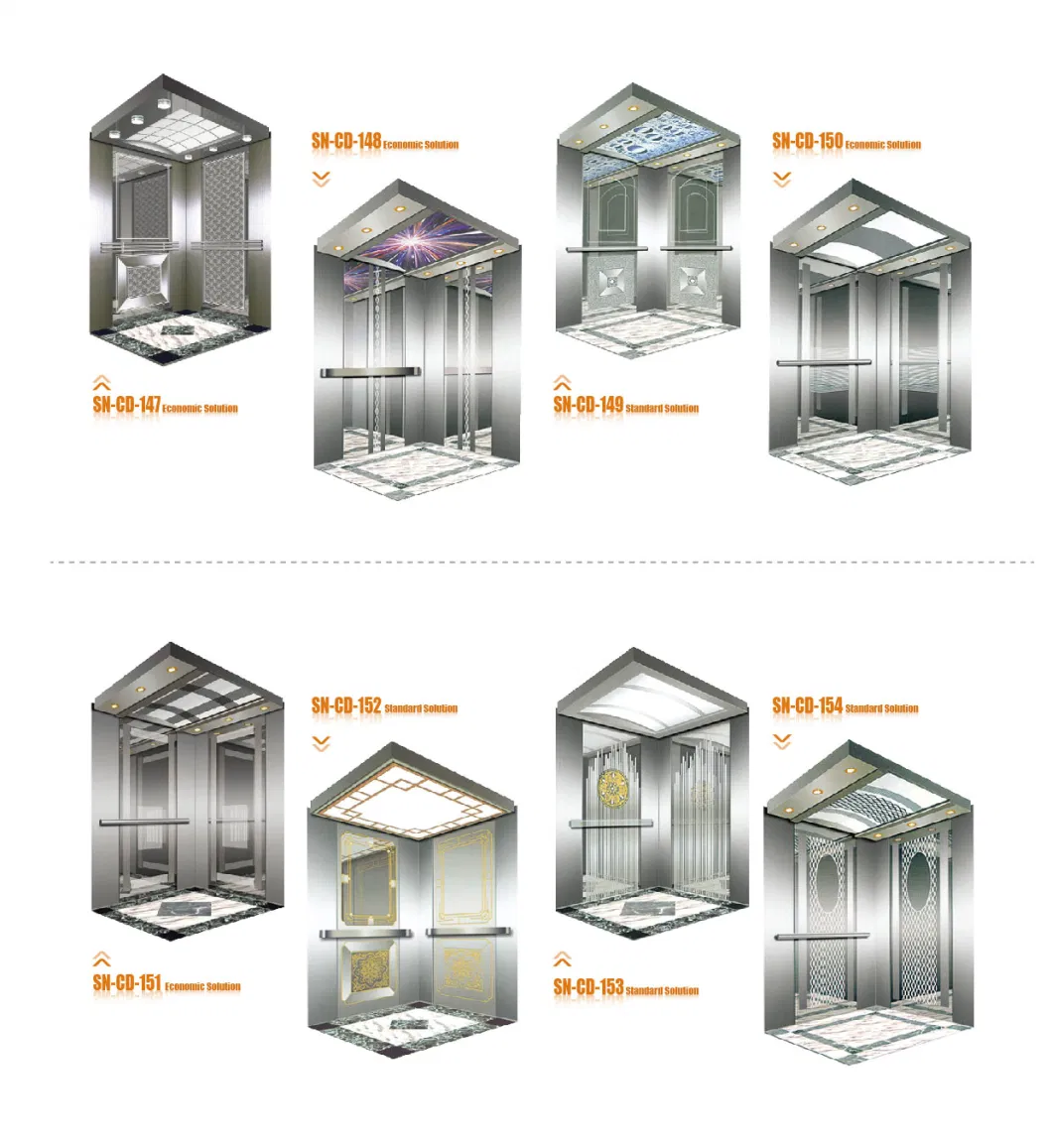 Stainless Steel Passenger Elevator Lift Cabin with Mirror Etching