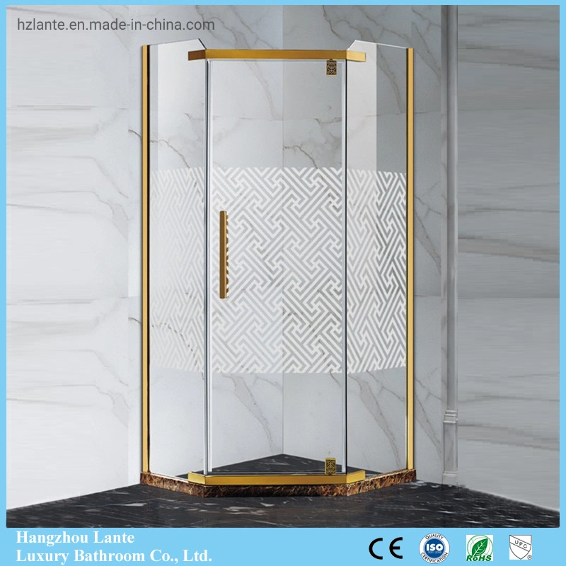 High Quality 8mm Safety Glass Gold Shower Cabin (LTS-8018)