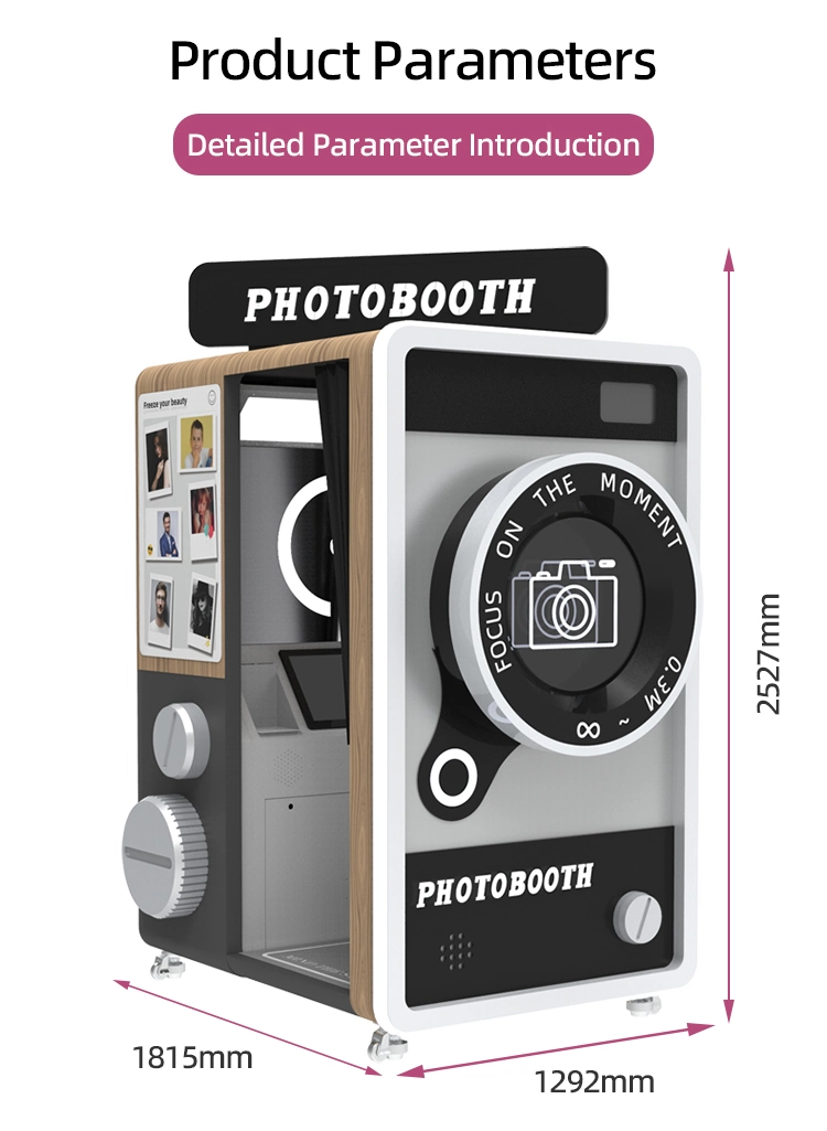 Customizable Photo Booth Shell Instant Mirror Photo Booth Print Picture Vending Machine with Payment Processing