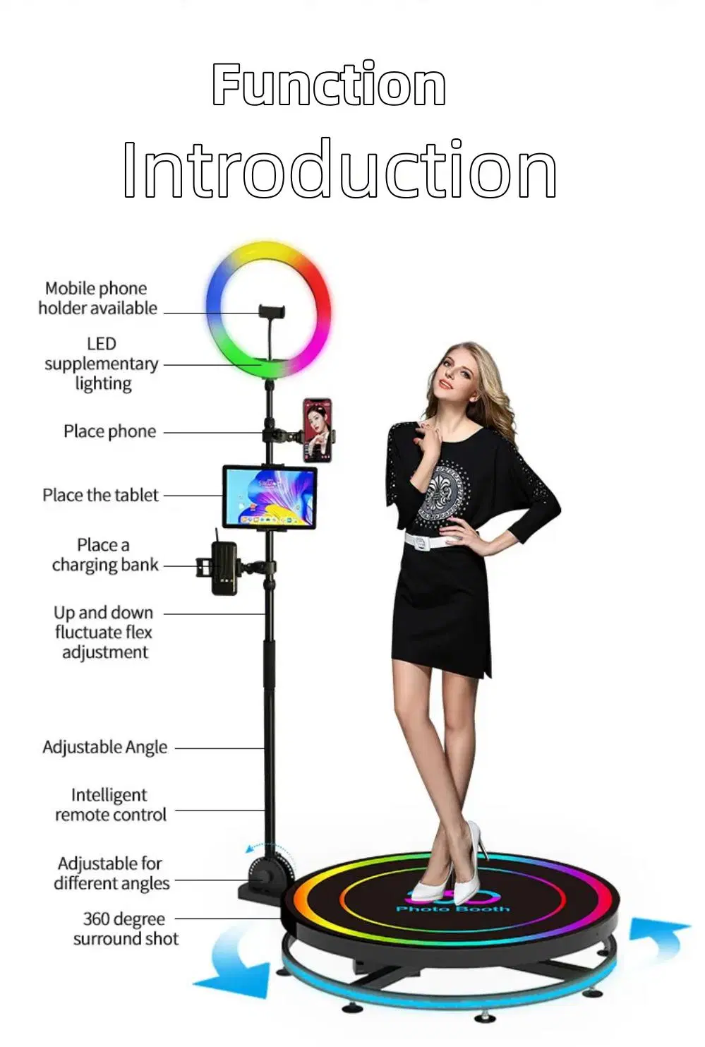 Rotating 100cm Metal Platform Us Warehouse 360 Photobooth Automatic