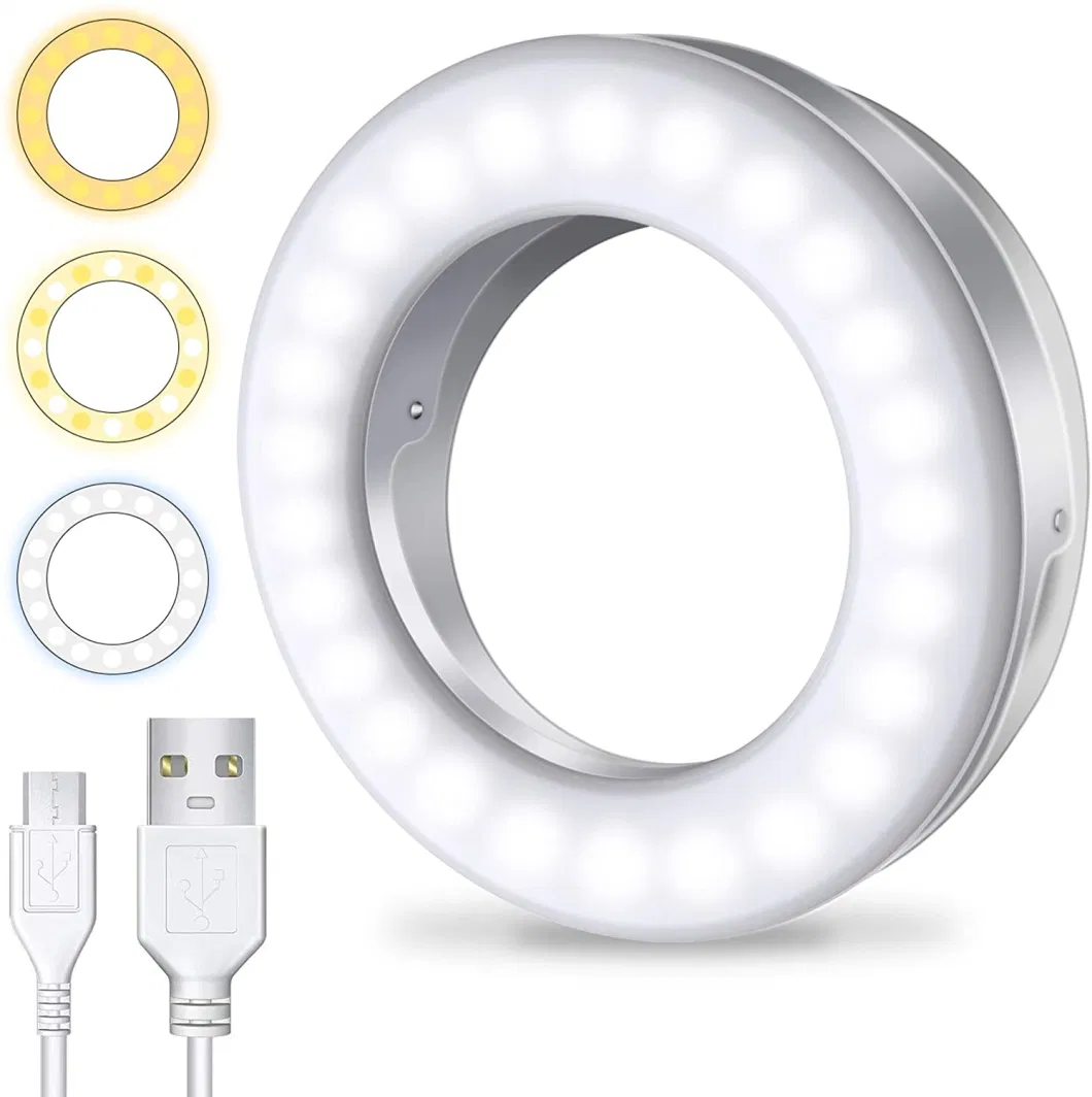 Rechargeable Selfie Light Ring Circle Mobile Phone LED Light Clip Small Makeup Mirror