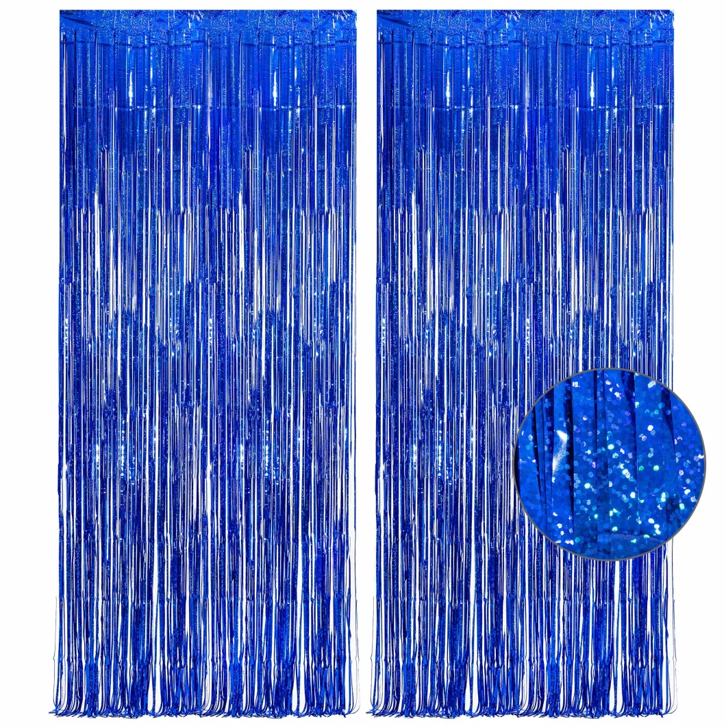2 Pk Metallic Tinsel Foil Fringe Curtains Photo Booth Background for Baby Shower Party Birthday Wedding Engagement Bridal Shower Party Decoration Mu100327