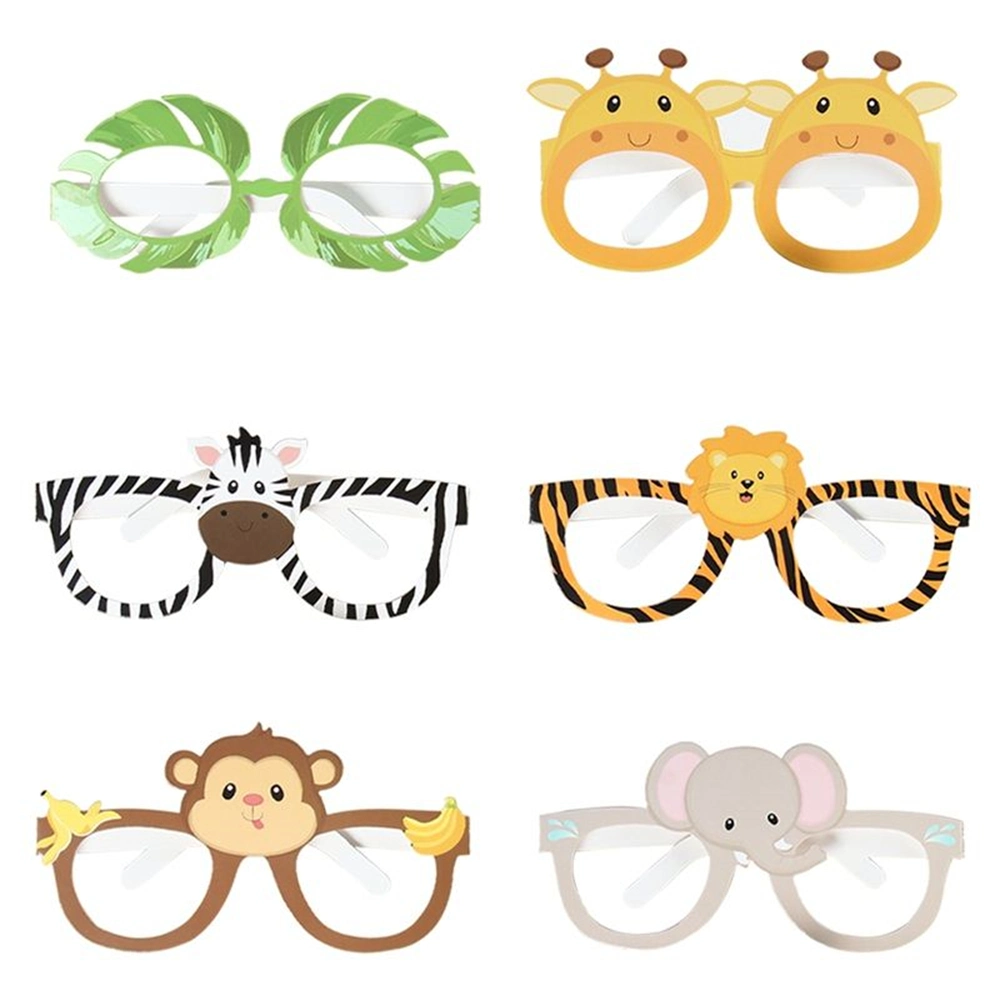 Animals Eyeglasses Birthday Photo Booth Props Kit Safari Jungle Theme Party Decoration