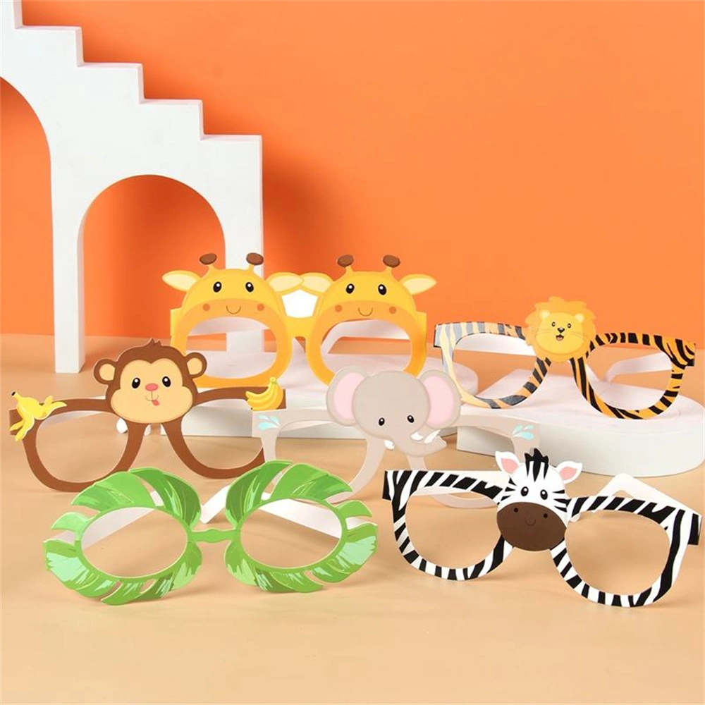 Animals Eyeglasses Birthday Photo Booth Props Kit Safari Jungle Theme Party Decoration