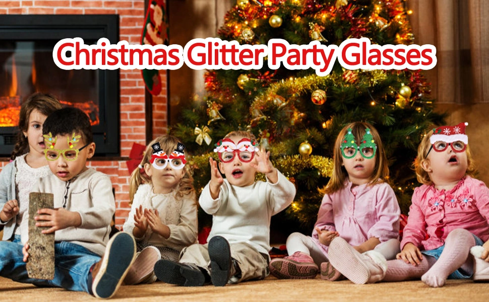Christmas Glasses Glitter Party Glasses Frames Photo Booth