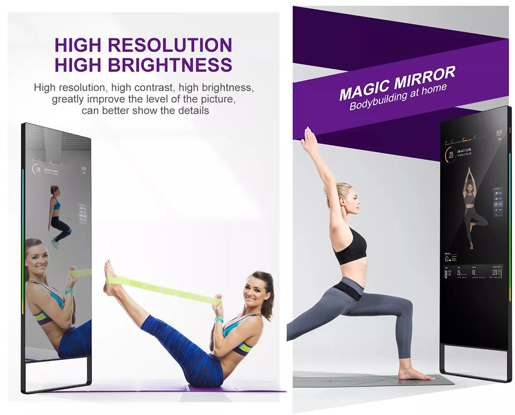 32 Inch 43 Inch Gym Interactive IPS Panel Intelligent Touch Screen Floor Stand Kiosk 2K 4K HD Android TV WiFi Fitness Smart Magic Mirror Photobooth