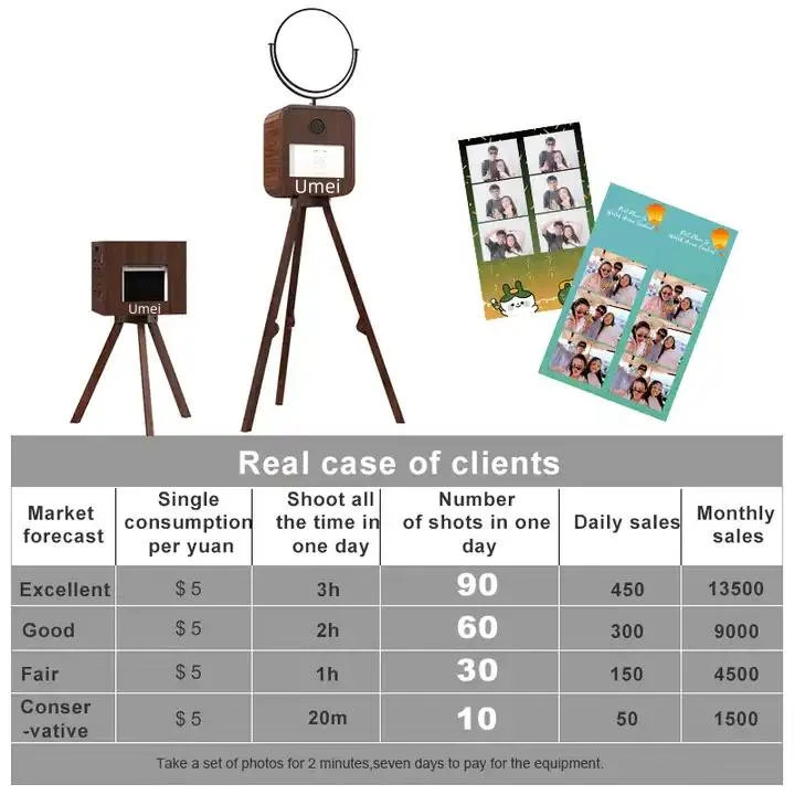 Touch Screen Photobooth Tripod Wooden DSLR for Weddings Vending Machines Selfie Photo-Booth