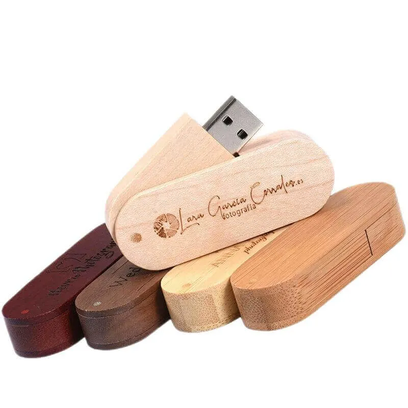 Wooden Rotating USB Stick 2.0 Photography Gift Memory Stick Free Logo Available