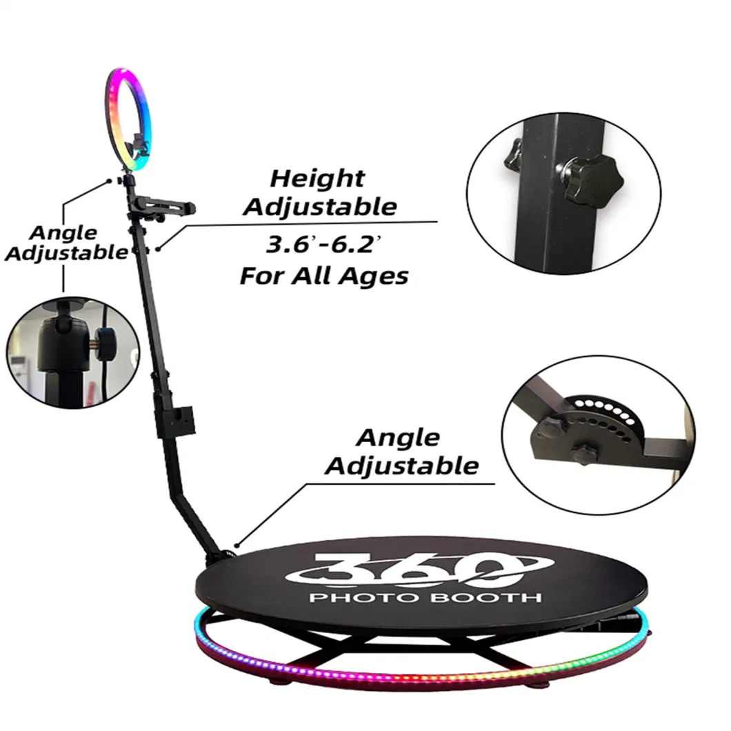 Promotion Stock Automatic Spinning 360 Video Photobooth Camera 360 Photo Booth with Ring Light