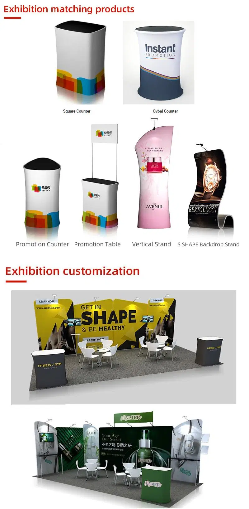 Custom Aluminium Trade Show Event Photo Booth Display Curved Tension Fabric Backdrop Advertising