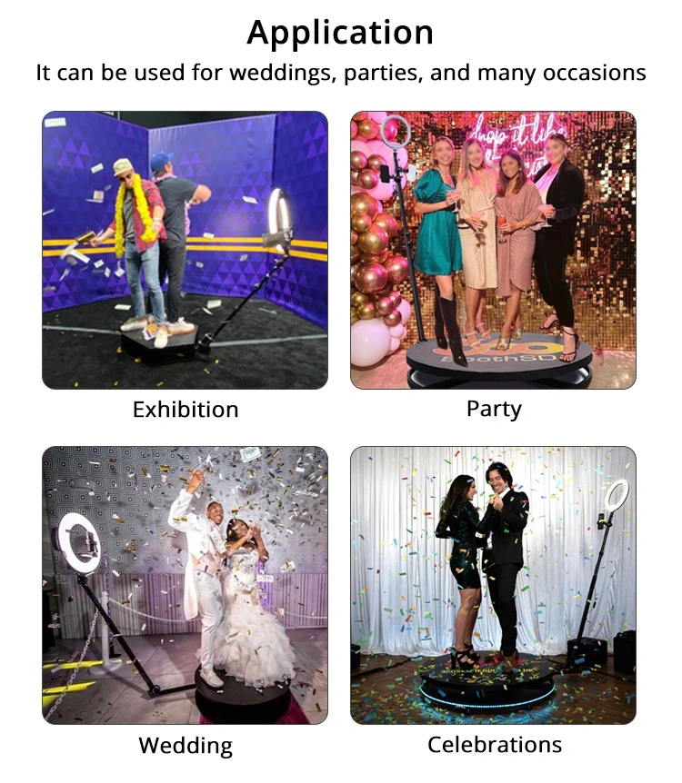 80, 100, 115cm Fashion HD Portable Automatic Photobooth Wireless Automatic Rotating Selfie 360 Photo Booth for Party