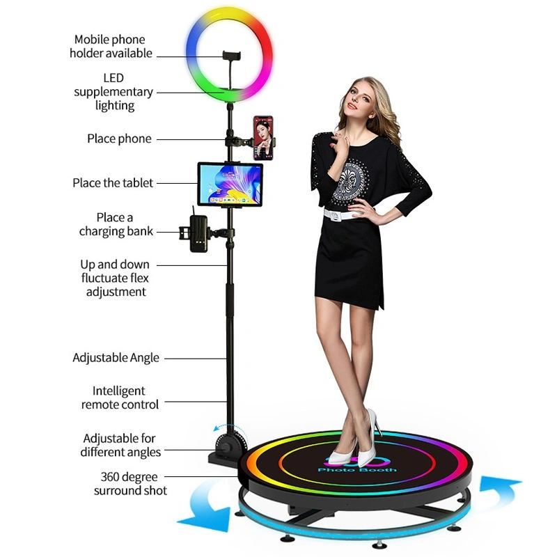 80, 100, 115cm Fashion HD Portable Automatic Photobooth Wireless Automatic Rotating Selfie 360 Photo Booth for Party