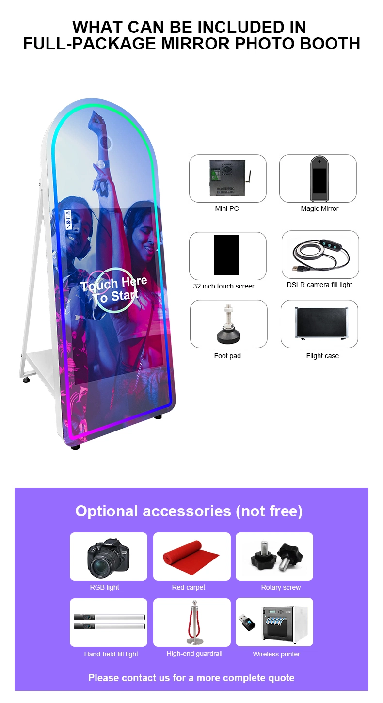 New Design Human-Size Touchscreen Mirror Photobooth for Events