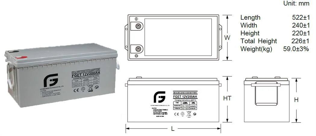 12V 200ah Deep Cycle Gel VRLA Solar Battery for 4kw off on Grid Solar System