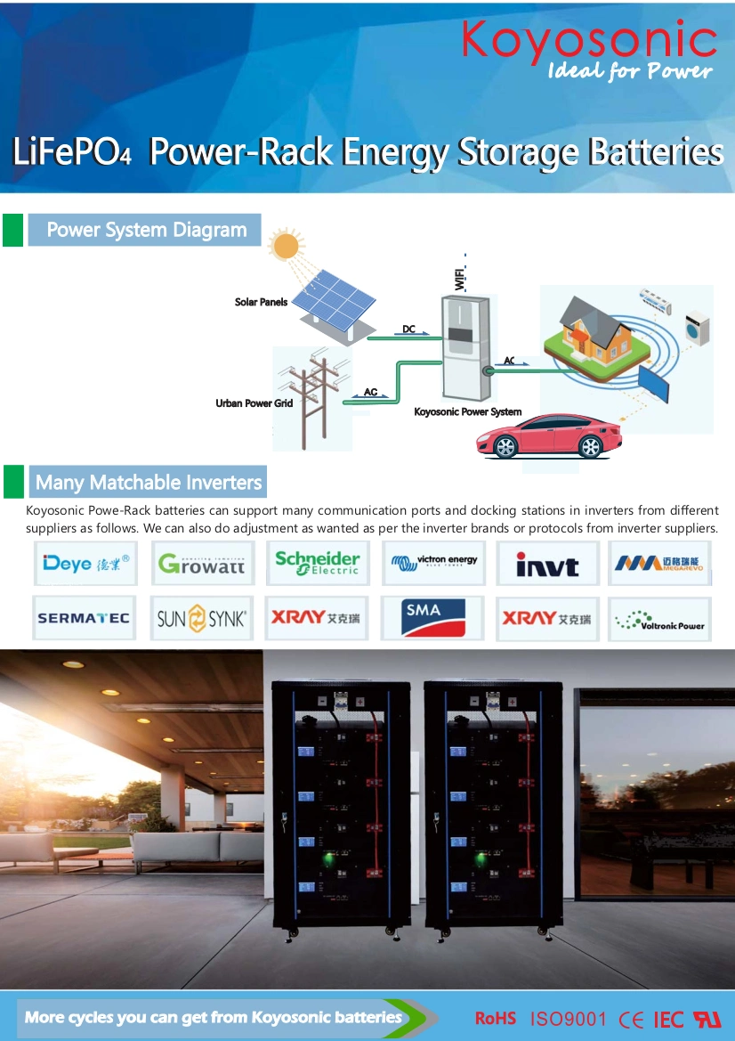 LiFePO4 Rack 5kw-Solar-System-with-Battery-Backup Energy Storage LiFePO4 48volt 48V 100ah LFP Lithium Ion Rack Mounted Batteries