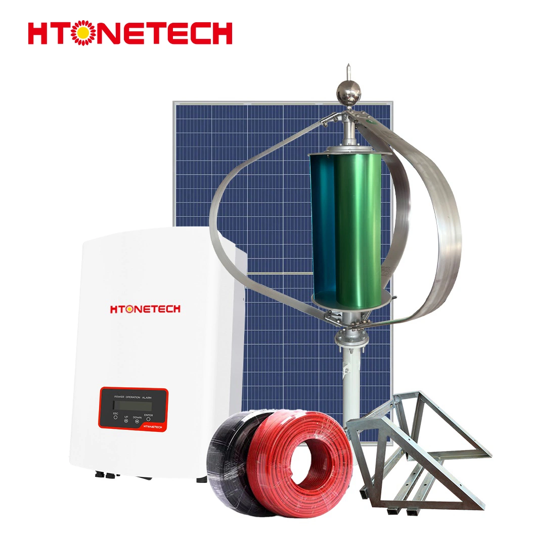 Htonetech China Flexible Thin Film Solar Panel Suppliers 30kwh 40kwh 50kwh 60kwh 3kv Solar Power System with New Wind Turbine