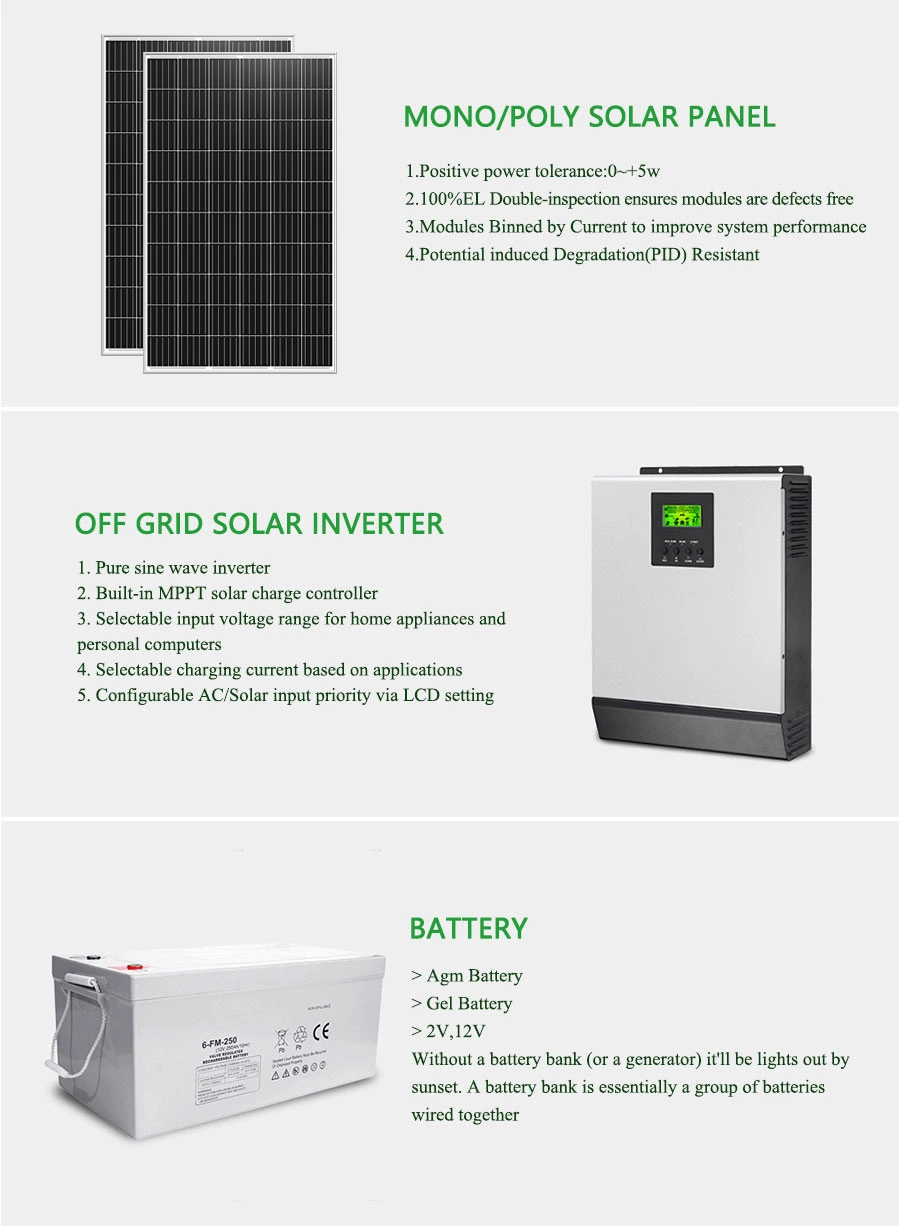 Solar Panel off Grid System Complete 2kw 3kw 4kw Solar System Flat Roof