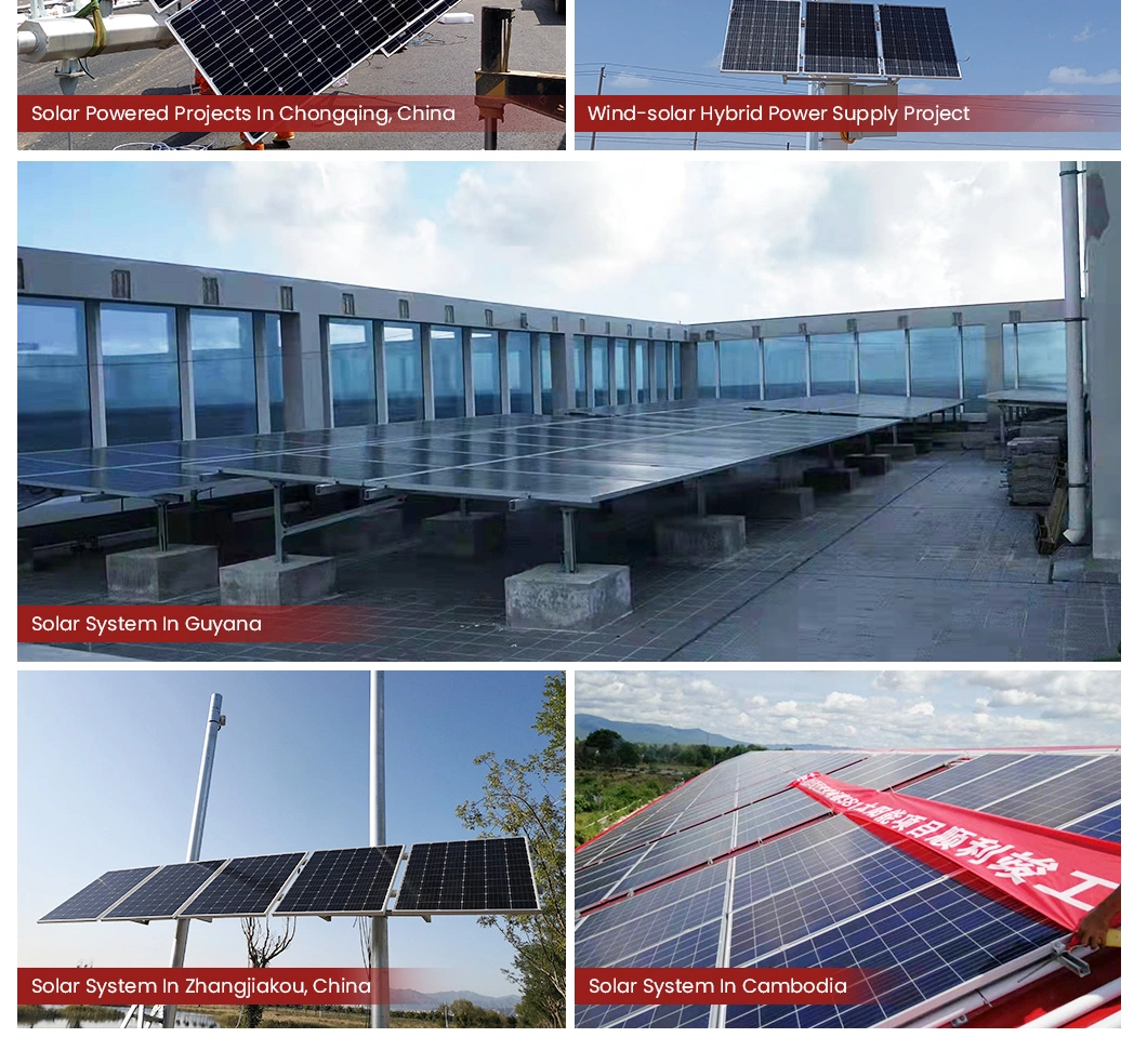 Htonetech 500kw Commercial Solar Power System off Grid China 430q Monocrystalline Silicon Solar Panels 3pH 7.5kVA Silent Diesel Generator 1.5kw PV Solar System
