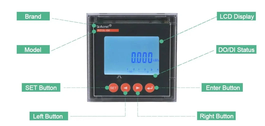 Acrel DC Energy Meter Panel Installation Measurement 0-1000V with LCD Display