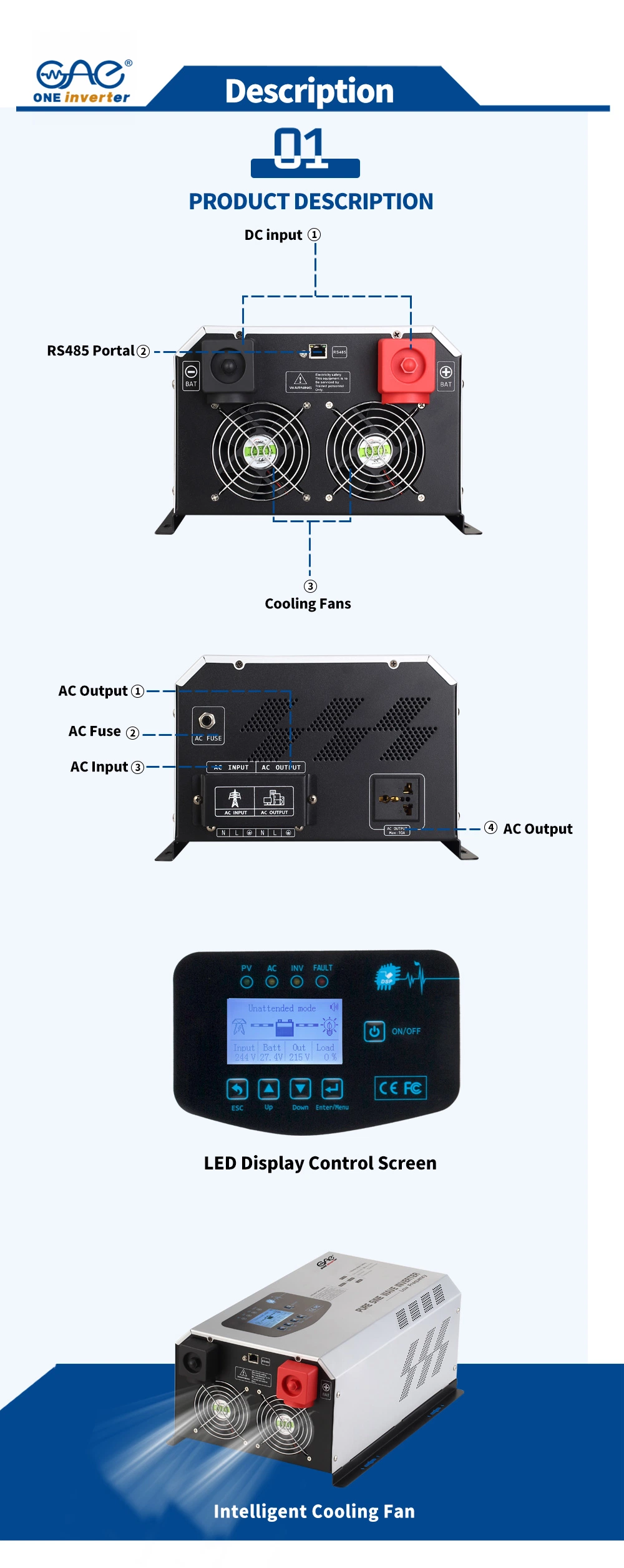 1.5kw Low Frequency off Grid Pure Sine Wave Inverter Home Solar Power System