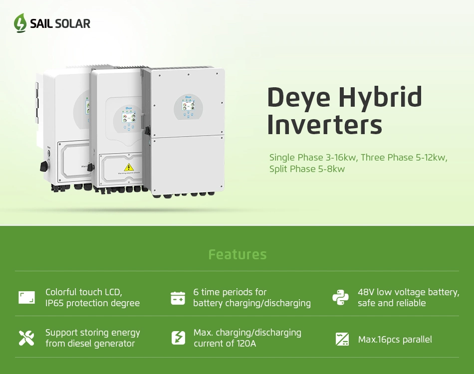 Deye Split Phase 5kw 8kw 12kw Sun-5K-Sg01lp1-Us Hybrid Solar Inverter Wholesale Prices