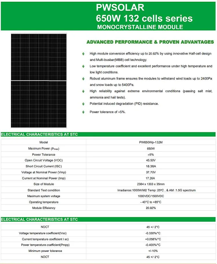 High Quality 500W 650W Solar Panel 1kw 2kw 3kw off/on Grid Solar System, Solar Power System for Home
