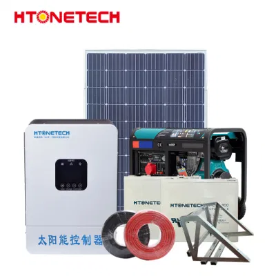 Htonetech off-Grid 10kw Solar Energy Storage System Mono Solar Panel 30kVA 40 kVA 50kVA 60 kVA Silent Diesel Generator Solar Und Diesel-Generator-Hybridsystem