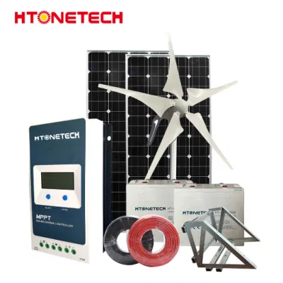 Htonetech 24 Volt monokristalline Solarzellen Fabrik Solarpanel und Batteriesystem China Wohn Solar-und Windkraft-Systeme mit 3kV Windenergieanlage