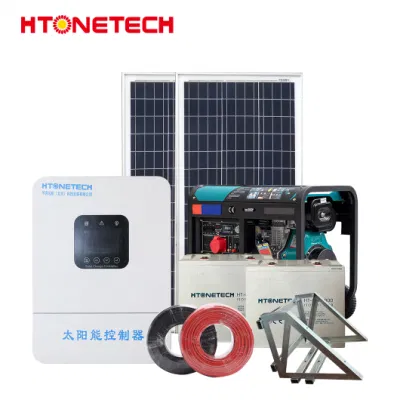 Htonetech 5K Solar Kit System off Grid Lieferanten China 30kwh 40kwh 50kWh 640W monokristalline Silizium-Solarmodule 280kw Dieselgenerator 5,5 Kw Solaranlage