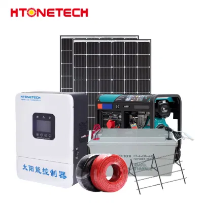 Htonetech off-Grid 10kw Solar Energy Storage System Mono Solar Panel 30kVA 40 kVA 50kVA 60 kVA Silent Diesel Generator Solar Und Diesel-Generator-Hybridsystem
