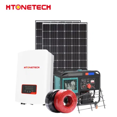 Htonetech 185W monokristallines Silizium-Solarpanel 5kw 3-Phasen-Hybrid Solar-Wechselrichter China Sicherungshalter Solar Power System mit 3000 Kw-Dieselgenerator
