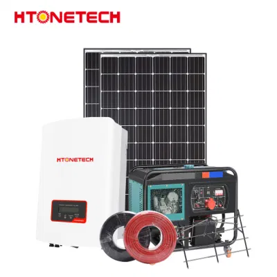 Htonetech 185W monokristallines Silizium-Solarpanel 5kw 3-Phasen-Hybrid Solar-Wechselrichter China Sicherungshalter Solar Power System mit 3000 Kw-Dieselgenerator