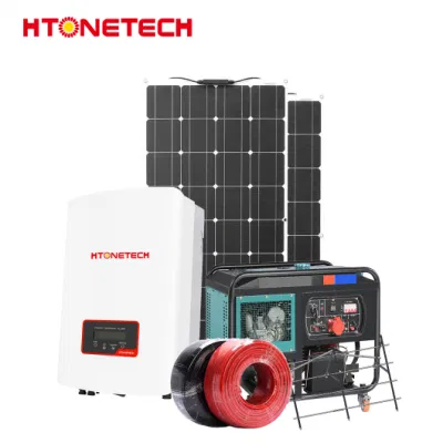 Htonetech 185W monokristallines Silizium-Solarpanel 5kw 3-Phasen-Hybrid Solar-Wechselrichter China Sicherungshalter Solar Power System mit 3000 Kw-Dieselgenerator