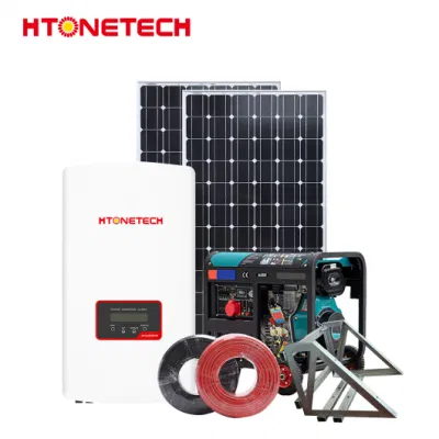 Htonetech Solarpanel monokristallin 500W Großhändler Wind Grid Tie Inverter China Small House Solar Power System mit Diesel Generator 30kVA