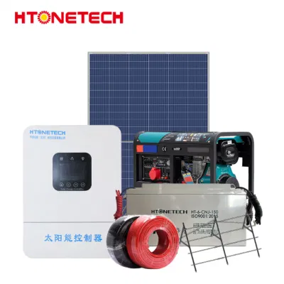 Htonetech Großhandelspreis off Grid Solar Inverter System China 27kw Mono Solar Panel 100W Mobile Power Diesel Generator 10 kW Solar Hybrid Komplettsystem