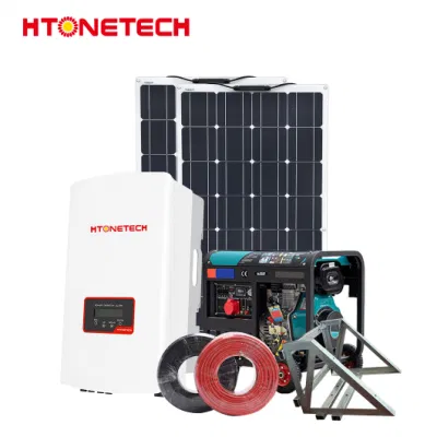 Htonetech PV Monokristallines Solarmodul Fabrik Solar Power Inverter aus Grid China 3kV Solaranlage mit Dieselgeneratoren 50kw