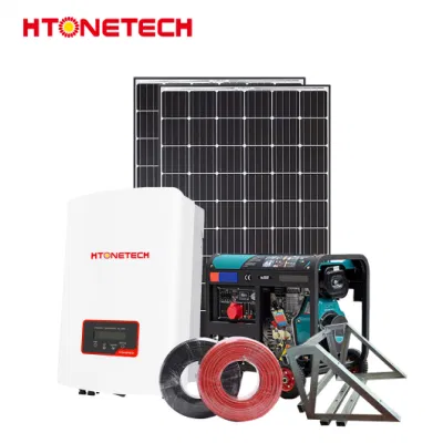 Htonetech 185W monokristallines Silizium-Solarpanel 5kw 3-Phasen-Hybrid Solar-Wechselrichter China Sicherungshalter Solar Power System mit 3000 Kw-Dieselgenerator