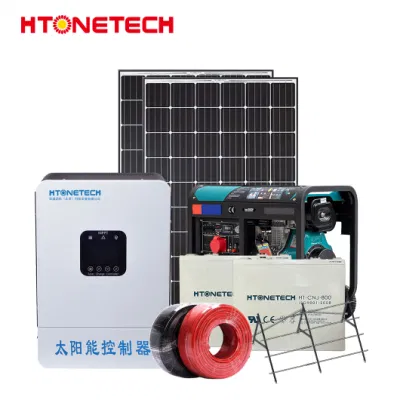 Htonetech off-Grid 10kw Solar Energy Storage System Mono Solar Panel 30kVA 40 kVA 50kVA 60 kVA Silent Diesel Generator Solar Und Diesel-Generator-Hybridsystem