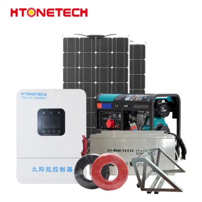 Htonetech Großhandelspreis off Grid Solar Inverter System China 27kw Mono Solar Panel 100W Mobile Power Diesel Generator 10 kW Solar Hybrid Komplettsystem