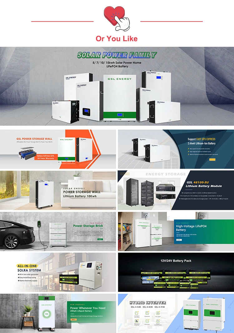 Gsl Energy off Grid Energy Storage Powerwall 48V 5kwh 10kwh 100ah 200ah Home Solar System LiFePO4 Battery