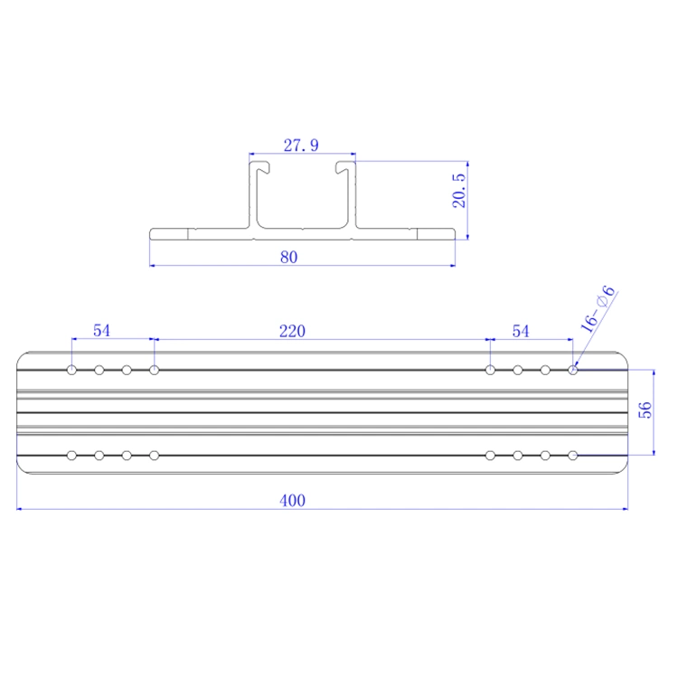 Extruded Aluminum Solar Panel Mounting Structure Rail Profile