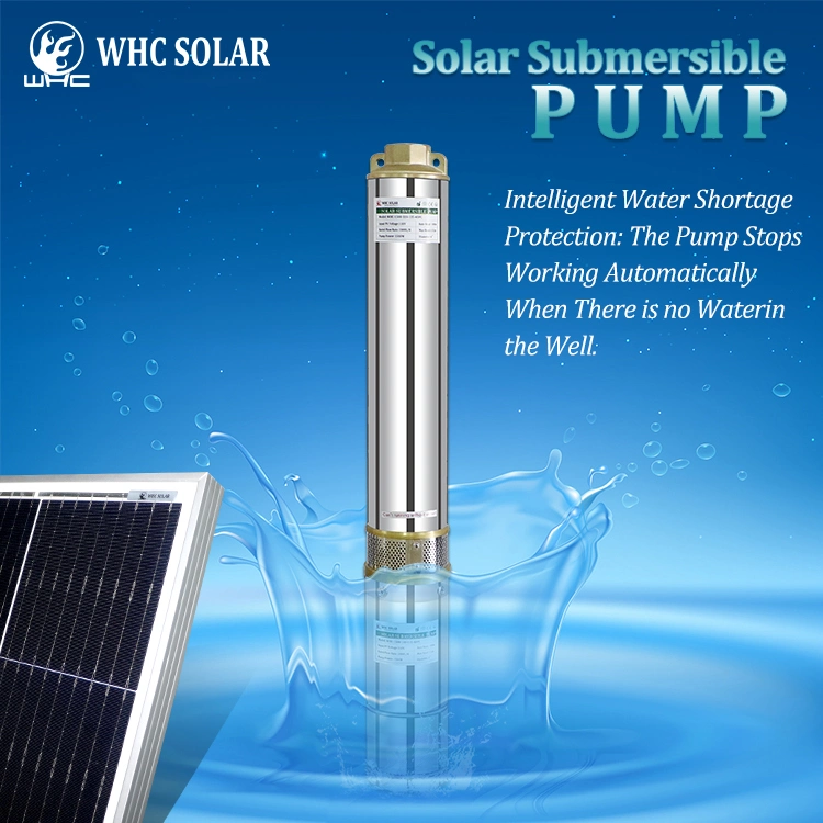 Whc Portable Deep Well1.5kw Solar Submersible Water Pump System Solar Water Pump