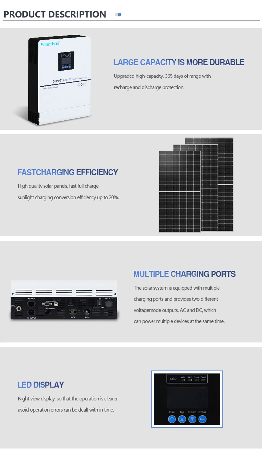 High Low Frequency Hybrid Solar Inverter 3kw 5kw Split Phase Solar Energy Storage System Inverter